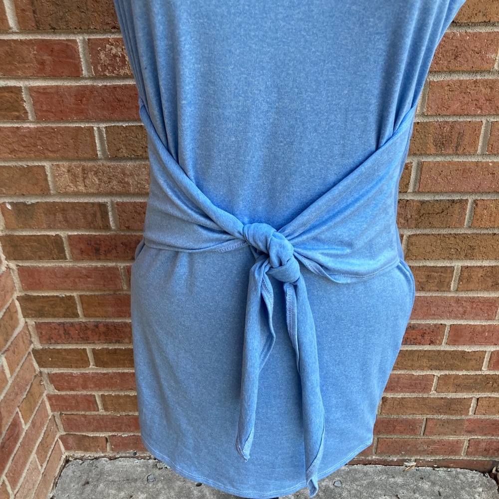 Pink Lily Sky Blue Tie-Front Mini Dress - Picture 11 of 12